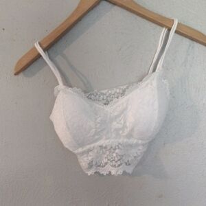 Duufin Elegant White Lace Bralette – Delicate Straps, Soft Comfort, Size S
